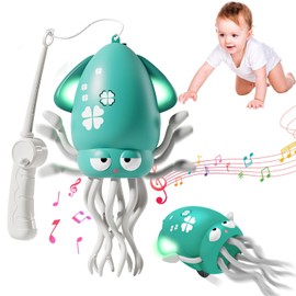 Juguete de Pulpo Bailarín Eléctrico, Juguete para Gatear con Automático para Evitar Obstáculos, Juguete para Bebe Interactivo con Sonido y Luces LED, Carga USB, Regalos de Navidad para Niños y Niñas