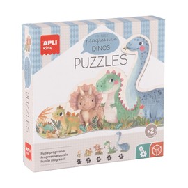 APLI Kids 20124 -Puzzle progressivo da 15 pezzi con dinosauri per bambini piccoli progressivo