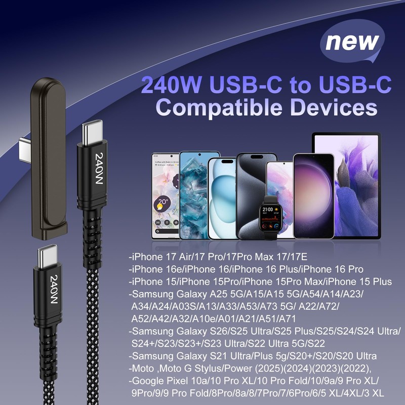 Invisible Holder Charger Cable with Stand,Detachable 240W USB Type C