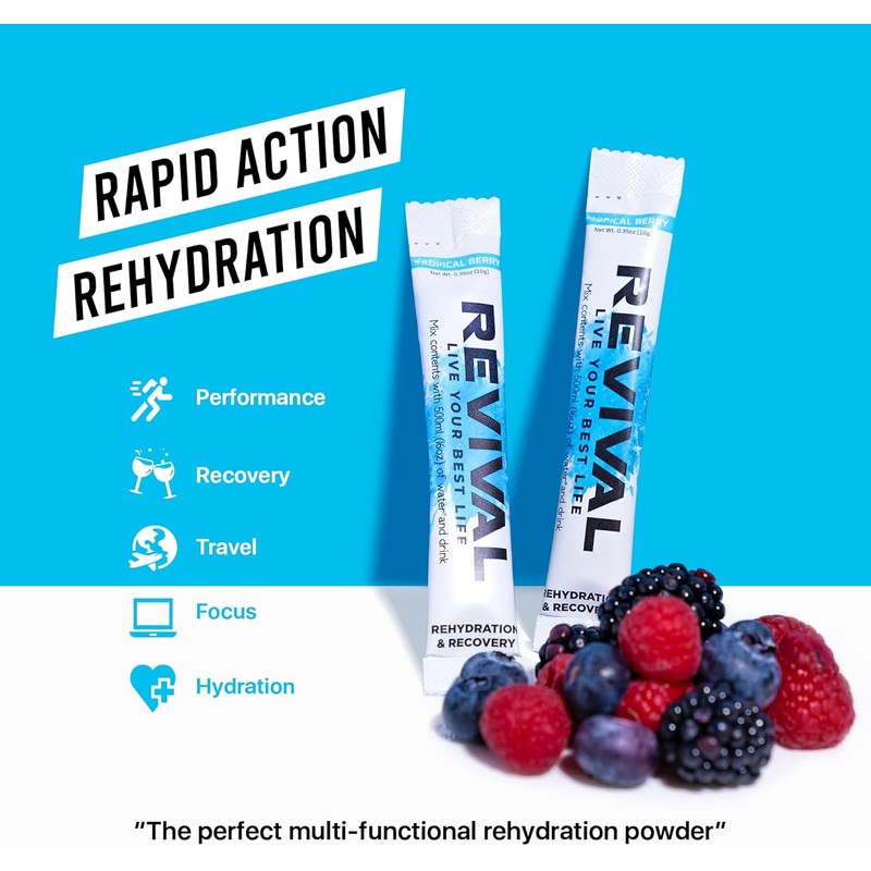  Revival Rapid Rehydration - Polvo de Electrolitos con Vitaminas