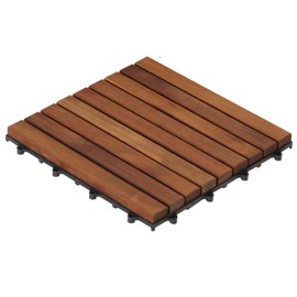 Bare Decor EZ-Floor in Solid Teak Wood, 1 Tile ONLY, Long Slat