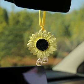 GAOLAOSY Flower Car Rear View Mirror Charm, Cute Auto Hanging Ornament, Automotive Interior Decoration Pendant for Women Girl, Aesthetic Vehicle Accessories for Most Cars SUVs Trucks (Style6)