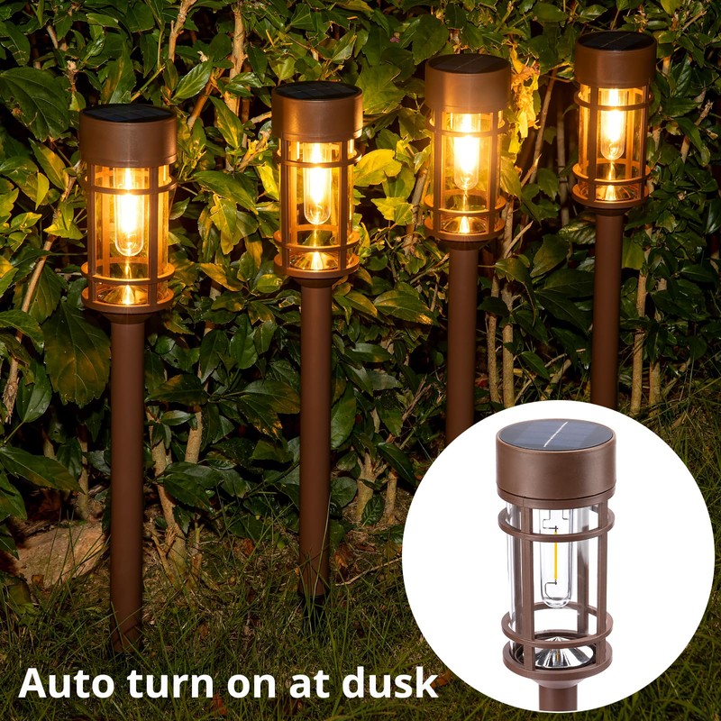 Solar Pathway Lights Outdoor Solar Lights 8 Pack Metal &