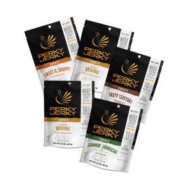 Perky Jerky Turkey Jerky Variety, 2.2 oz (Pack of 5) - Low Sodium - 7-10g Protein per Serving - Low Fat - 100% U.S. Sourced - Non-GMO