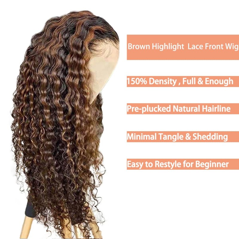 AiPliantfis Deep Wave Human Hair Wig Brown Echthaar Perücke Damen