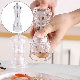 TrueCraftware- 6” Round Shape Acrylic Pepper Mill Set of 2- Salt and Pepper Grinder Kitchen Spice Mill Pepper Shakers Salt Mills Manual Salt Grinder for Home Kitchen Restaurants