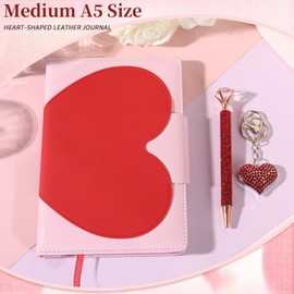 YOYTOO Heart-Shaped Diary for Girls, Hardcover Leather Journal Set with Ballpoint Pen, Keychain, Valentine Gifts for Little Girls Age 5 6 7 8 9 10-12 Years Old