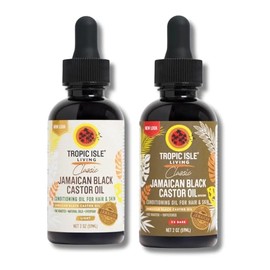Tropic Isle Living Aceite de ricino negro jamaicano, mezcla ligera, paquete de 2 onzas, aceite de ricino negro jamaicano, XX oscuro, 2 onzas, aceites 