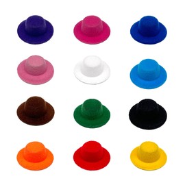 12 Pcs Mini Top Hat Miniature Tiny Formal Hats Felt Colorful for Crafts Doll Accessories Christmas Party Ornaments 12 Colors 1.6"