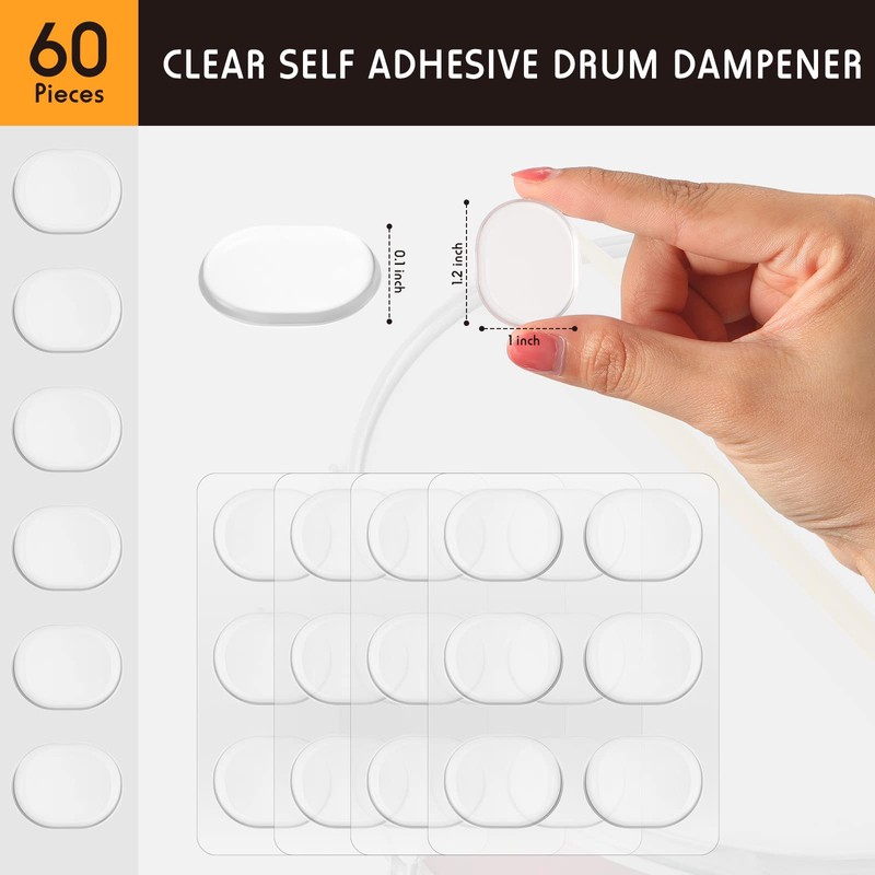Yeshone 60 Pieces Drum Dampeners Gel Pads Silicone Soft Moon