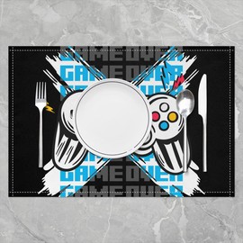 Gaming Placemat for Kitchen Dining Kids Gamer Placemats Set of 4 for Kids Boys Game Table Decoration Table Place Mats Modern Game Console Controller Place Mats Gamepad 45X30cm