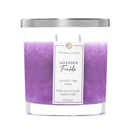 Colonial Candle Lavender Fields Scented Candle Jar, Highly Fragranced Candles for Home Scented, Mottled Wax Candle, 2 Wick, 8 oz - Made in The USA