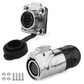 CNLINKO LP16 9-Pin Reverse Mount Female Plug and Male Socket for Automotive Machinery Outdoor Use IP68 Waterproof Circular Connector Metal Shell Quick-Connect Aviation Connector (9-Pin)