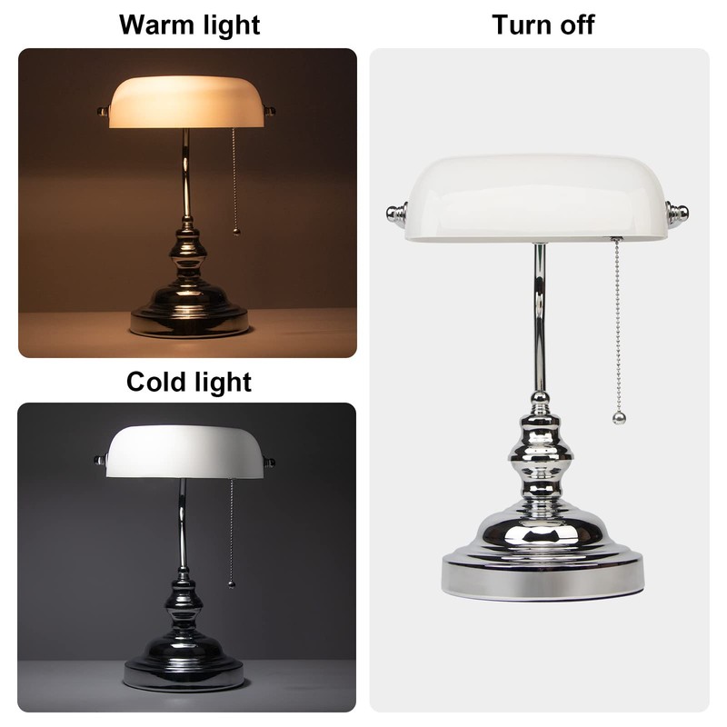 FIRVRE Bankers Lamp White Shade, Bankers Desk Lamp Library Lamp