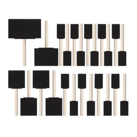 24 Pcs Foam Paint Brushes Set, 1'',2'',3'',4'', Sponge Paint Brush, Wooden Handles Foam Brush for Painting, Craft, Staining, Varnish, Touch Up, Art, Acrylics