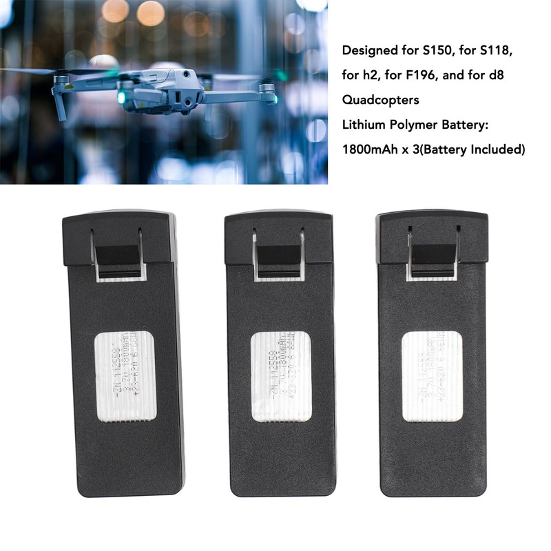 3Pcs Lithium Battery for RC Quadcopter 1800mAh 3.7V Small Light