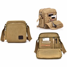 Outreo Canvas Umhängetasche Herren Schultertasche Kleine Herrentaschen Vintage Messenger Bag Taschen für Schule Kuriertasche Tablet Segeltuchtaschen Reisetasche Sport Werkzeug Taschen sporttasche