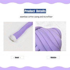 Arm Knitting Yarn for Chunky Yarn Giant Tubular Crochet Making Blanket DIY,Hand Knitting Braided Knot Throw Washable Tube Bulky for Weave Craft Crochet (Purple, 0.55lb)