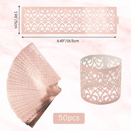 URROMA Rose Gold Napkin Reflective Ring Napkin Ring Sets, 50 PCS Napkin Buckle Holder Hollow Design for Wedding Party Dinner Table Decor Catering Services