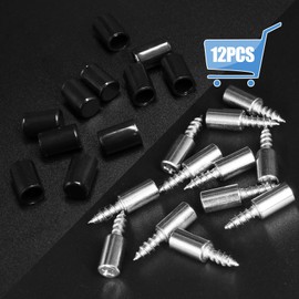 Jamiikury 12pcs Screw in Shelf Pins with Anti-Slip Black Sleeve, Nickel Plated Shelf Pegs Cabinet Shelf Holders Shelf Support Pegs, Small Shelf Brackets Phillips Head Pegs for Shelves