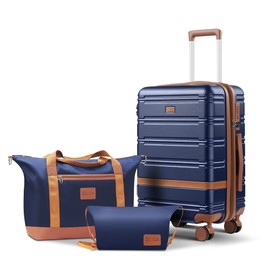 NEISIA carry on Luggage Sets,20 Inch Expandable Carry-on suitcases with spinner wheels,Hard Shell Travel Luggage airline approved，with TSA Lock (Navy)