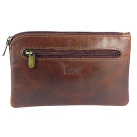 Hide and Sleek Ladies Mens Leather Card Holder Coin Zip Purse RFID Protection (Brown)