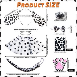 Auzlya Dalmatian Costume, Pack of 9 Girls Dog Animal Costume, Dalmatian Dog Ear Headband, Bow Tie Tail Set, Children's Dalmatians, for Adults and Children, Cosplay, Carnival Dress Up