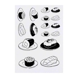 4 x 'Four Types of Sushi' Temporary Tattoos - Water Resistant, Skin-Safe, Non-Toxic Transfers, Mixed Sizes (TO00078972)