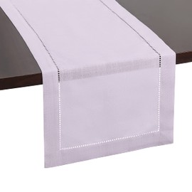 Brio Trends Lavender Purple Table Runner – Hemstitch Fall Table Runner for Autumn Decor, or Fall Decorations - Ideal for Bridal, Baby Shower, Wedding, or Farmhouse Decorations (14 x 108 Inches Long)