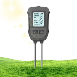 Soil Tester - Portable Soil Fertility Meter,5-in-1 Earth Moisture Fertility Detector, Dirt Temperature Testing Device for Orchard Farm