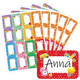 120Pcs Back to School Notebook Name Tags Sticker Classroom Decorations Self Adhesive Desk Name Plates Label Notebook Spots Themed Classroom Bulletin Board Decor for Kid Teacher School Nursery Supplies