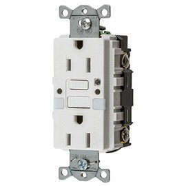 Bryant Electric GFRST15WNL 15 Amp, 125V, Commercial/Residential Self Test Duplex GFCI Receptacle With Nightlight, White