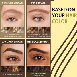 4PCS Eyebrow Pen & Eyebrow Gel 2-in-1 Eyebrow Pencils for Women, with 4-Fork-Tip & Clear Brow Gel, 4 Color Set LIGHT BROWM, BROWN, DARK BROWN, BLACK BROWN