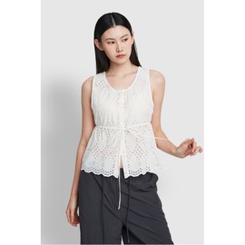 JAJU [JAJU] Girls Eyelet Sleeveless Blouse_Ivory