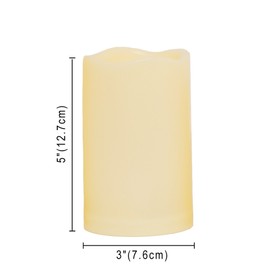 3 Waterproof Outdoor Battery Operated Flameless LED Pillar Candles with Remote Timer Flickering Plastic Resin Electric Night Lights Lantern Patio Garden Home Decor Party Wedding Decorations 3x5 Inches