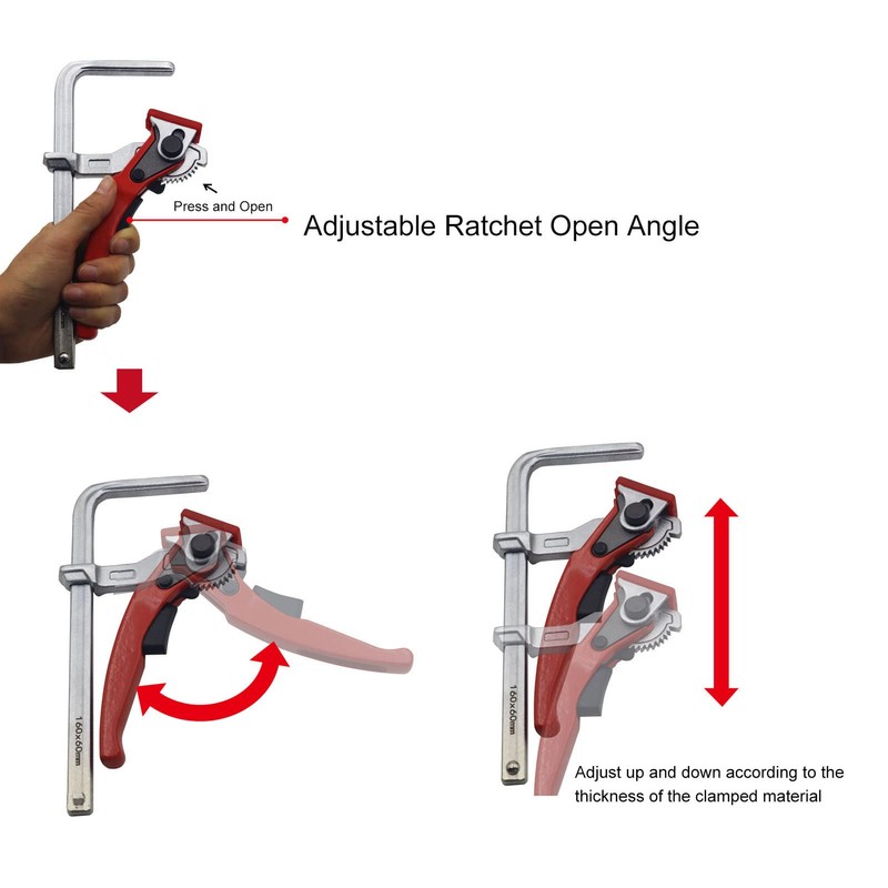 Ratcheting Table Clamp, Quick Ratchet Track Saw Guide Rail Clamp,