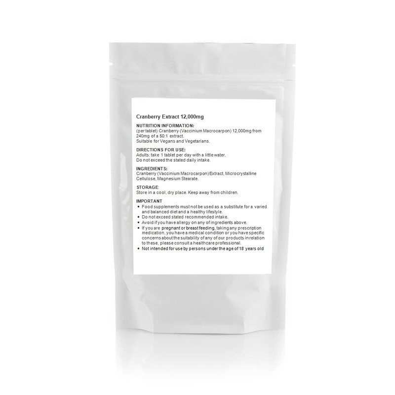 Cranberry Extract 12000mg Tablets, Natural UTI Support, Bladder Health (Pack