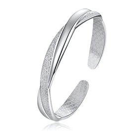 Salanda Silver plated Bangle, Fashion Simple Open Bracelet Jewelry Women Girls, cm, Sterling Silver, No Gemstone