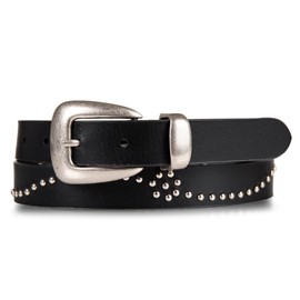 Lucky Brand Women's Small Stud Leather Western Belt in Black, Black, Large