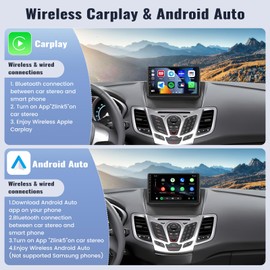 SIXWIN Android Car Stereo for Ford Fiesta 2009-2014 9 Inch Touch Screen with CarPlay Android Auto Mirror Link Bluetooth FM 28UI Backup Camera GPS Navigation WiFi FM SWC MIC 2G+64G