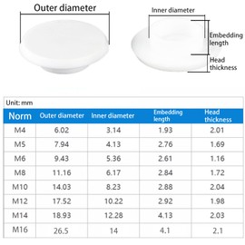 100Pcs Socket Head Screw Cover,Hexagon Head Caps Cover,Allen Screws Caps Cover Waterproof/Rustproof Screw bolt Cover Cap M8 White