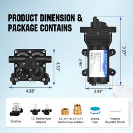 ECO-WORTHY 110V AC Fresh Transfer Diaphragm Water Pump On Demand 5.5GPM 70PSI High Pressure Water Booster Pump 110 Volt with Pressure Switch for Irrigation Garden Hose Sprinkler Home RV