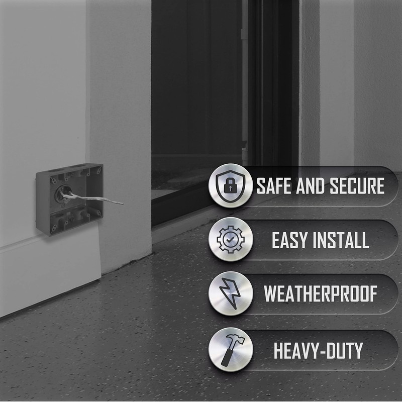 2-Gang Weatherproof Deep Box, Five 1 in. Threaded Outlets, Gray