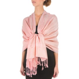 Sakkas Soft Pashmina Feel Paisley Design Scarf / Stole - peach