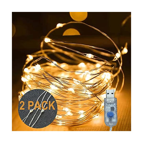 Fairy Lights Plug in 2 Pack, 8 Modes 40ft 120