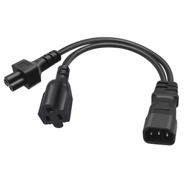 JORINDO 0.32M/1FT C14 to C5+5-15R Y Splitter Power Plug Cord,IEC32C0 14 Plug to American Standard Socket，C14 to C5 Power Cord