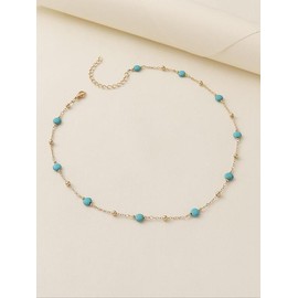 Simple Fashion Turquoise Texture Decorated Necklace, Fashion Jewelry for Party, Daily Clothing Decor, Trendy All-match & Exquisite Jewelry for Birthday Gift