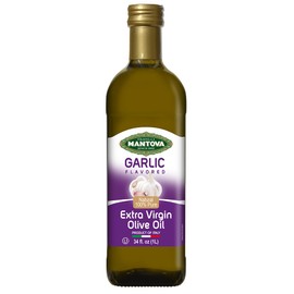 Mantova Garlic Extra Virgin Olive Oil (EVOO) - Cold-Pressed, Premium Quality, Imported from Italy - Perfect for Topping Salads, Vegetables, Pasta Salad, Dipping Italian Bread, or Pan-Frying (Pack of 1)