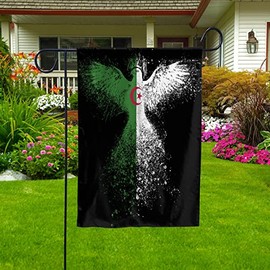 Algerian Flag And Eagle painting Algeria USA Flag Friendship House Flag (29.5" x 39.5")-USA Flags Premium Polyester-Decorative Indoor Outdoor Flag