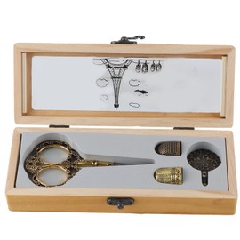 4 piezas Herramientas de Costura de Seguridad Porttiles Cortador de Hilo Metal Latn de Costura Dedal Tijeras Vintage Herramienta de Patchwork...      